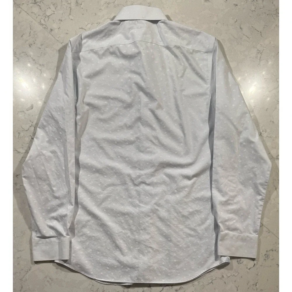 Banana Republic Dress Shirt Mens Medium Light Blue Micro Geometric Slim Fit